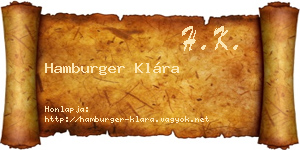 Hamburger Klára névjegykártya